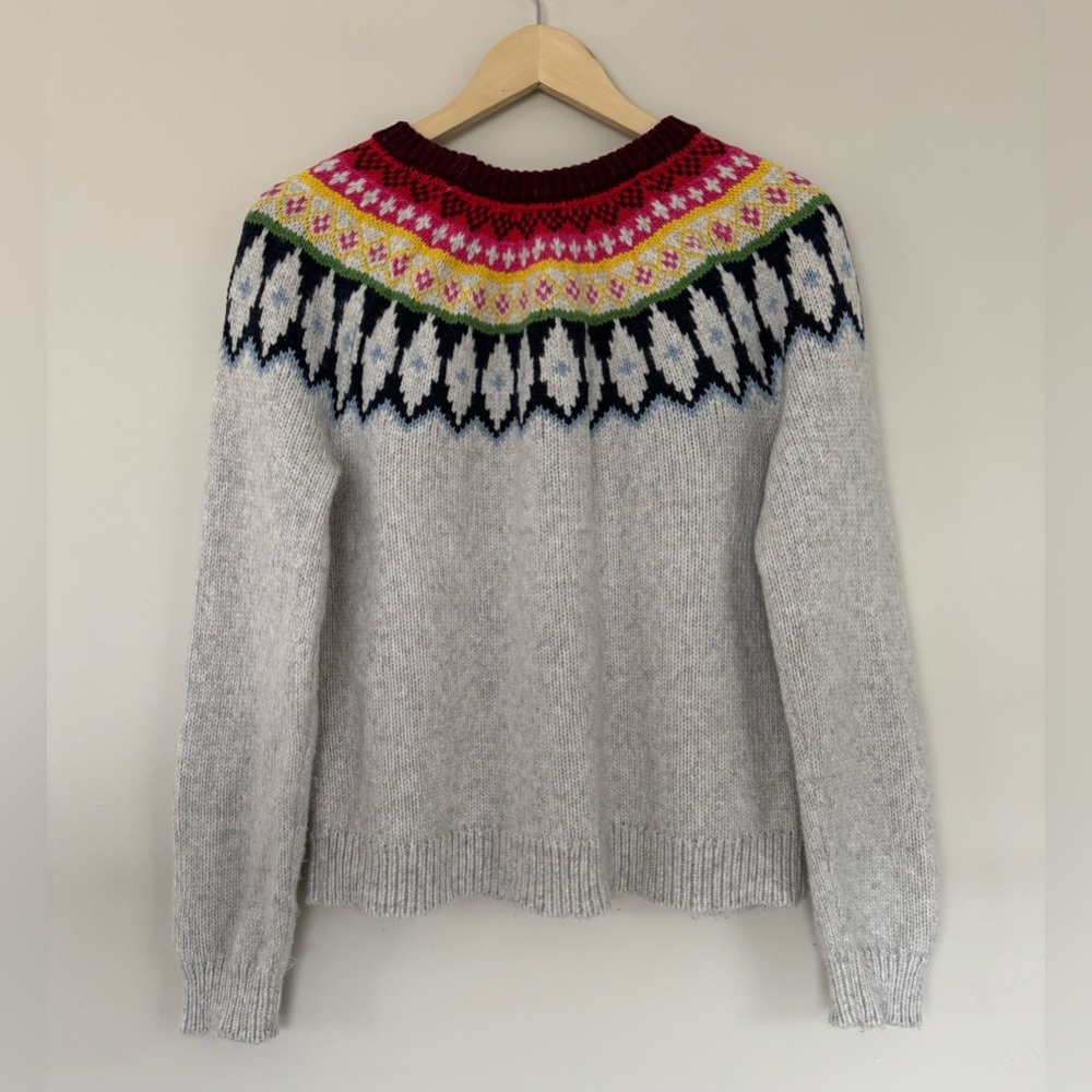 Marine Layer ML x LF Lost & Found Alpine Fair Isle Sweater Light Heather Grey - Picture 4 of 8